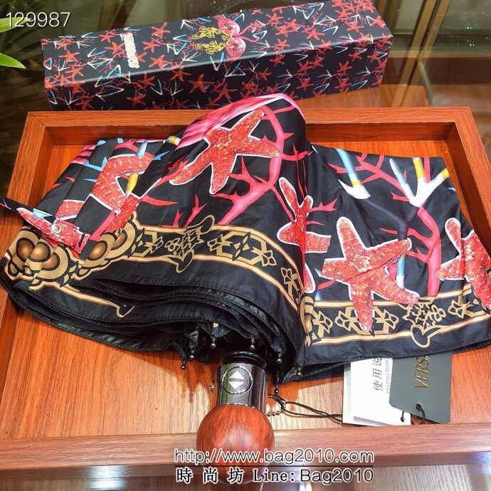 VERSACE範思哲 年度最火爆時尚單品 最新款 南非火烈鳥圖案 自動防雨防紫外線隔熱傘  sll1004